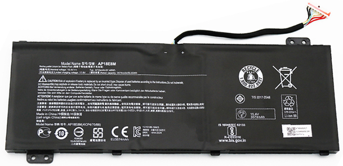 verenigbaar voor ACER AP18E8M Laptop Accu Laptop Accu Verenigbaar voor ACER AP18E8M